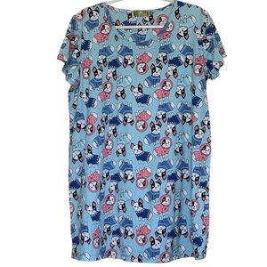 Mia Lucce Boston Terriers Dog Print Night Shirt Sleepwear Shirt Size L